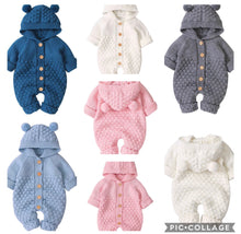 Load image into Gallery viewer, Winter button up knit bear onsie