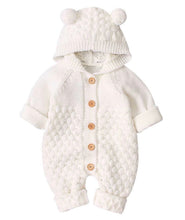 Load image into Gallery viewer, Winter button up knit bear onsie