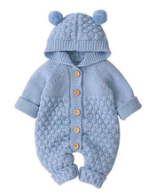 Load image into Gallery viewer, Winter button up knit bear onsie