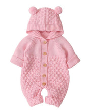 Load image into Gallery viewer, Winter button up knit bear onsie