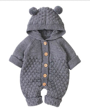 Load image into Gallery viewer, Winter button up knit bear onsie