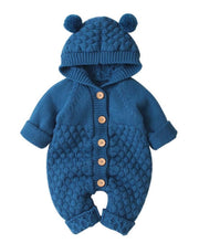 Load image into Gallery viewer, Winter button up knit bear onsie