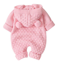 Load image into Gallery viewer, Winter button up knit bear onsie