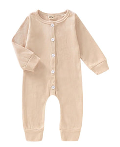 Long sleeve ribbed button up onsie- light brown