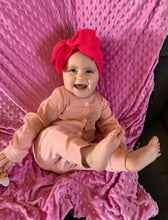Load image into Gallery viewer, Pink ribbed button up onsie
