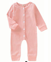 Load image into Gallery viewer, Pink ribbed button up onsie

