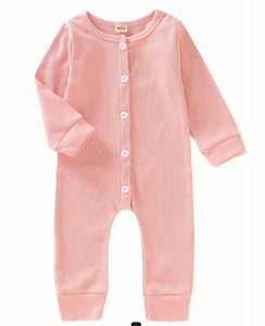 Pink ribbed button up onsie