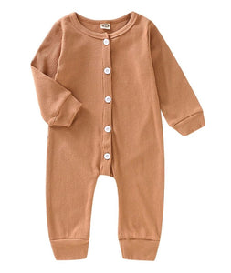 Brown ribbed button up onsie