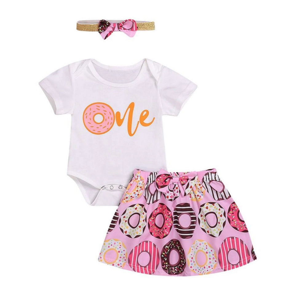 Girls first birthday outfit- donut