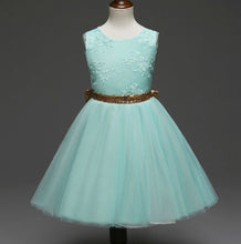 Load image into Gallery viewer, Green Party dress with removable bow
