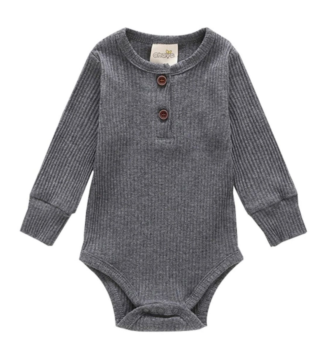 Gorgeous grey ribbed long sleeve body suit
