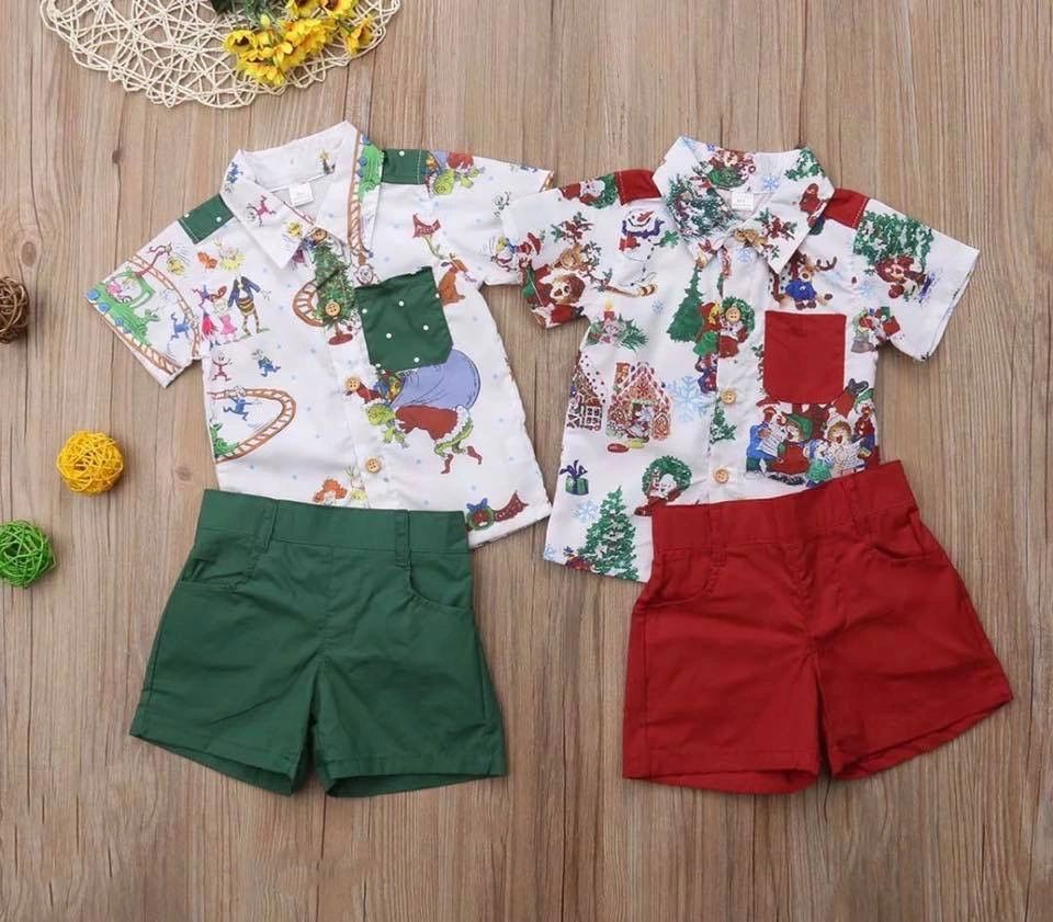 Boys Christmas set- green