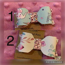 Load image into Gallery viewer, Hallie and Moo hand made hair bows / hair clips  with Aligator clips
