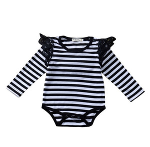 Long sleeve flutter rompers with trimming near arms- 4 colours