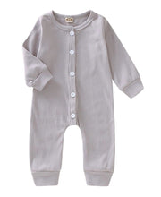 Load image into Gallery viewer, Grey ribbed button up onsie
