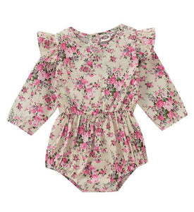 Girls gorgeous long sleeve floral romper