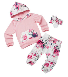 Girls lightweight stretch tracksuit size 6 months - pink and floral