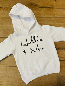 Our new Hallie and Moo mummy and me matching hoodies