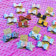 Load image into Gallery viewer, Hallie and Moo hand made hair bows / hair clips  with Aligator clips
