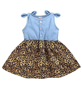 Baby girls denim and leopard dress