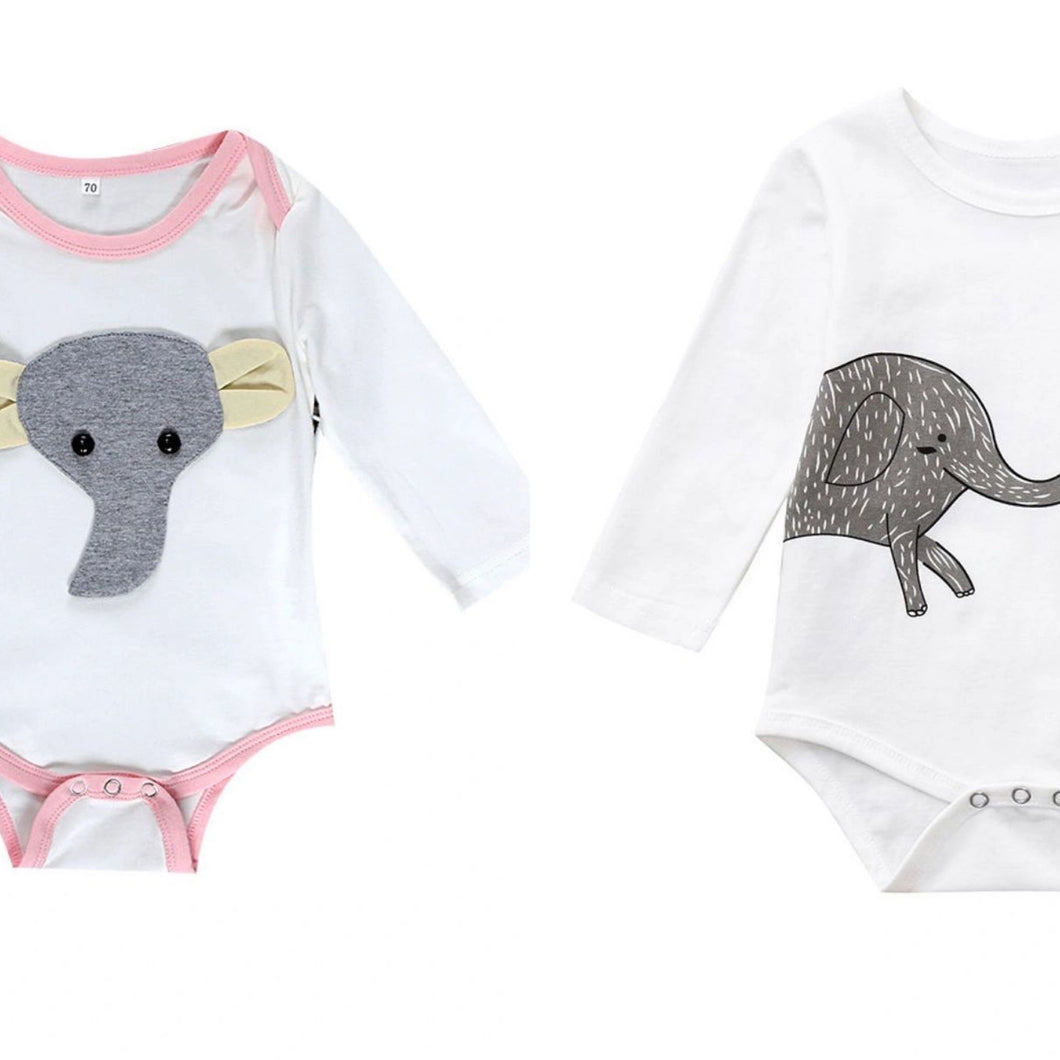 Long sleeve elephant rompers