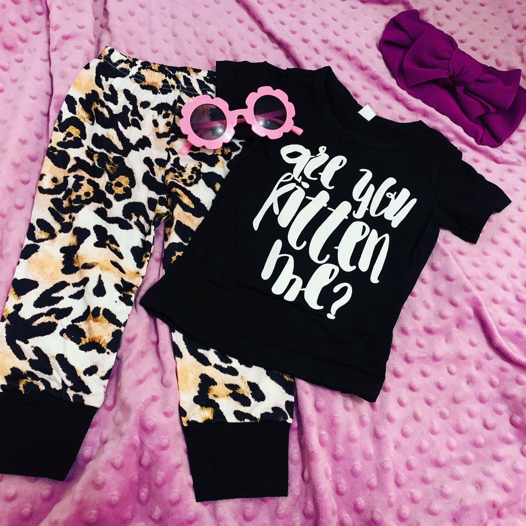 Girls two piece set - “are you kitten me”