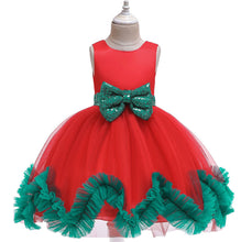 Load image into Gallery viewer, Girls green and red Christmas dresses
