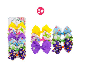 6 pack of Easter hair bow clips - so many different patterns