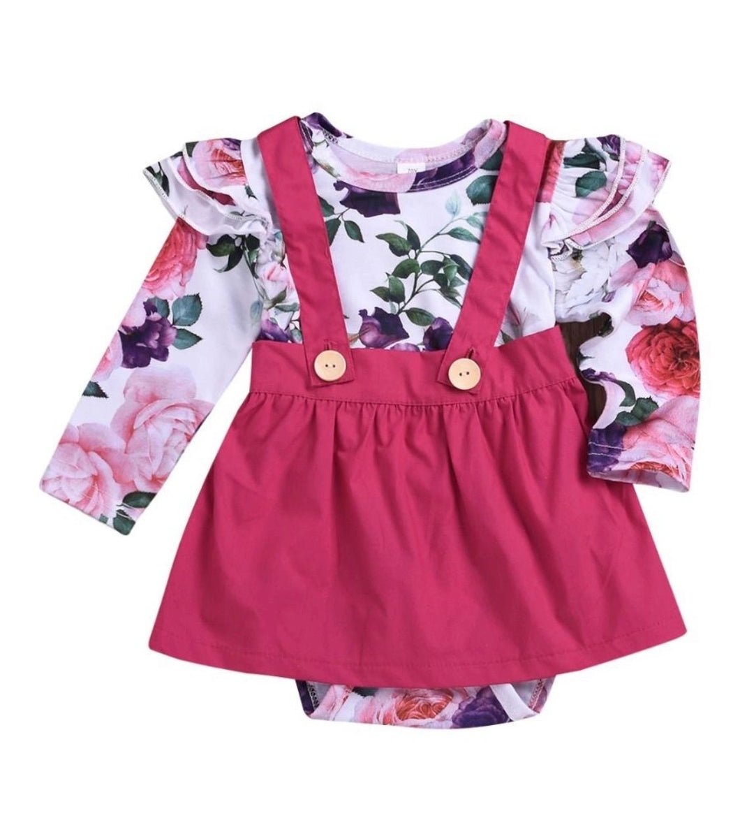 Girls pink pinafore set