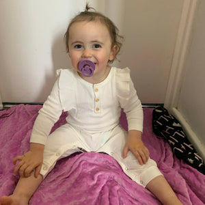 Girls ribbed flutter romper