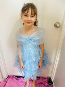 Girls blue ruffle dress size 6-7