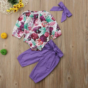 Purple and floral three piece set