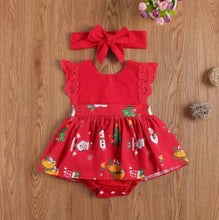Load image into Gallery viewer, Girls Christmas clip up romper dress
