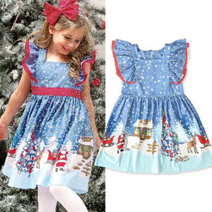 Girls blue Christmas dress