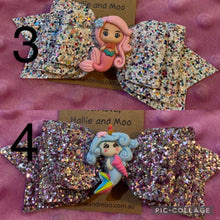 Load image into Gallery viewer, Hallie and Moo hand made hair bows / hair clips  with Aligator clips
