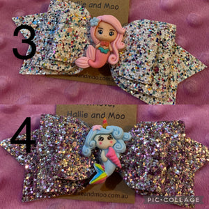 Hallie and Moo hand made hair bows / hair clips  with Aligator clips