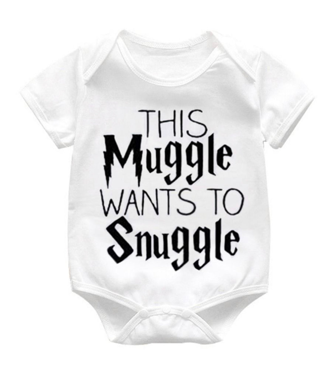 Baby Halloween romper - “this muggle wants to snuggle”