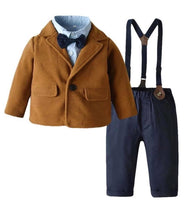 Load image into Gallery viewer, Boys suit set - brown jacket
