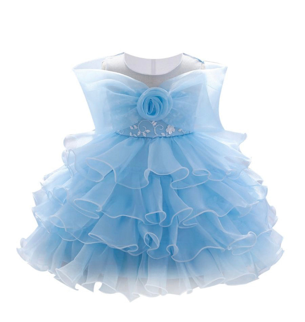 Girls blue ruffle dress size 6-7