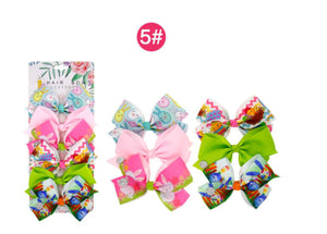 6 pack of Easter hair bow clips - so many different patterns