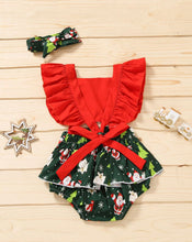 Load image into Gallery viewer, Baby girls Christmas romper with matching headband
