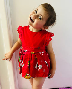 Girls Christmas clip up romper dress
