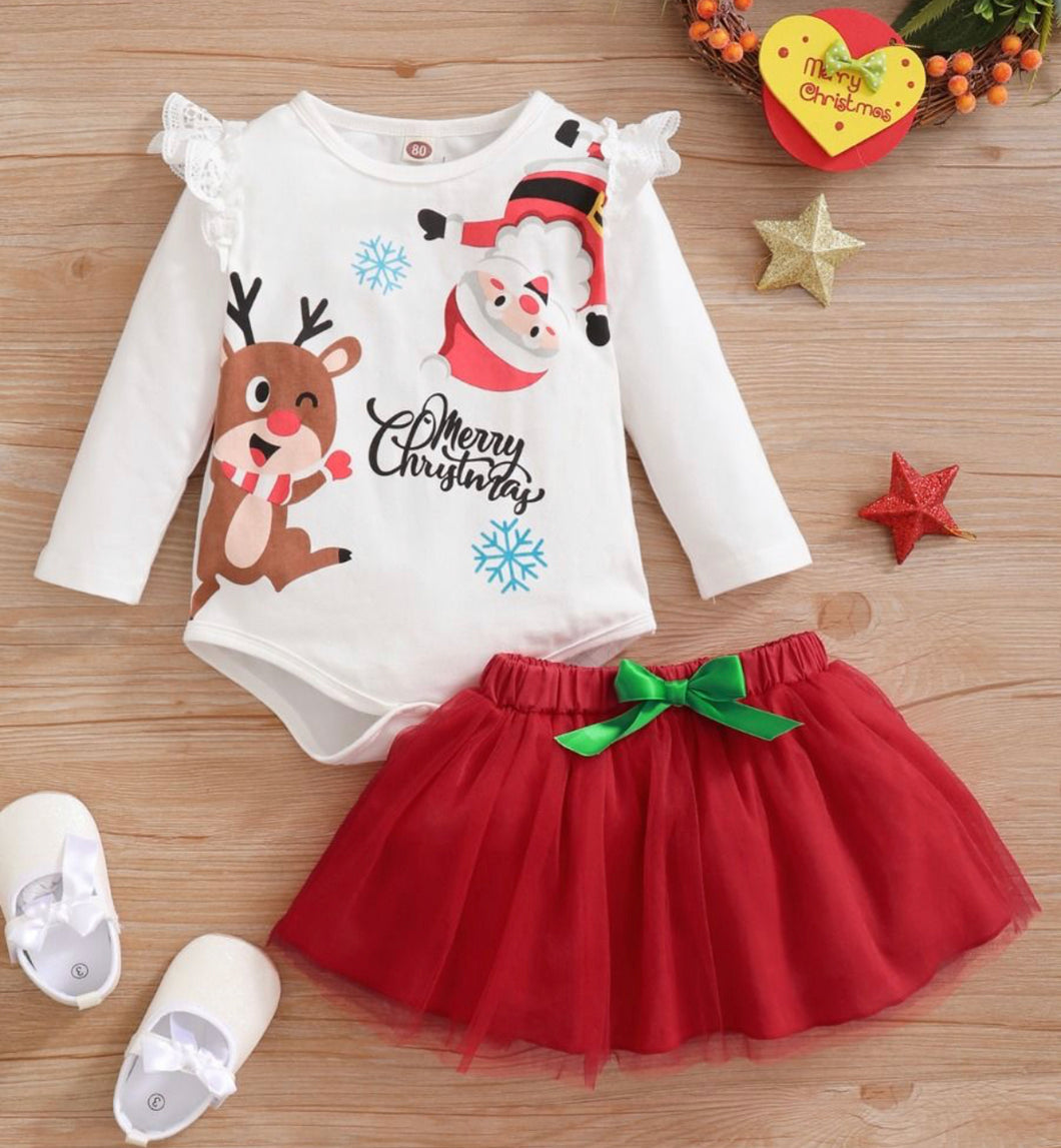 Baby girls long sleeve and tutu Christmas set