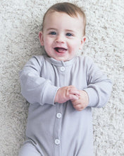 Load image into Gallery viewer, Grey ribbed button up onsie
