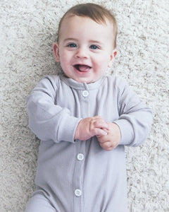 Grey ribbed button up onsie
