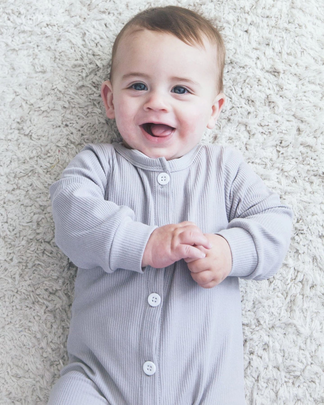 Grey ribbed button up onsie