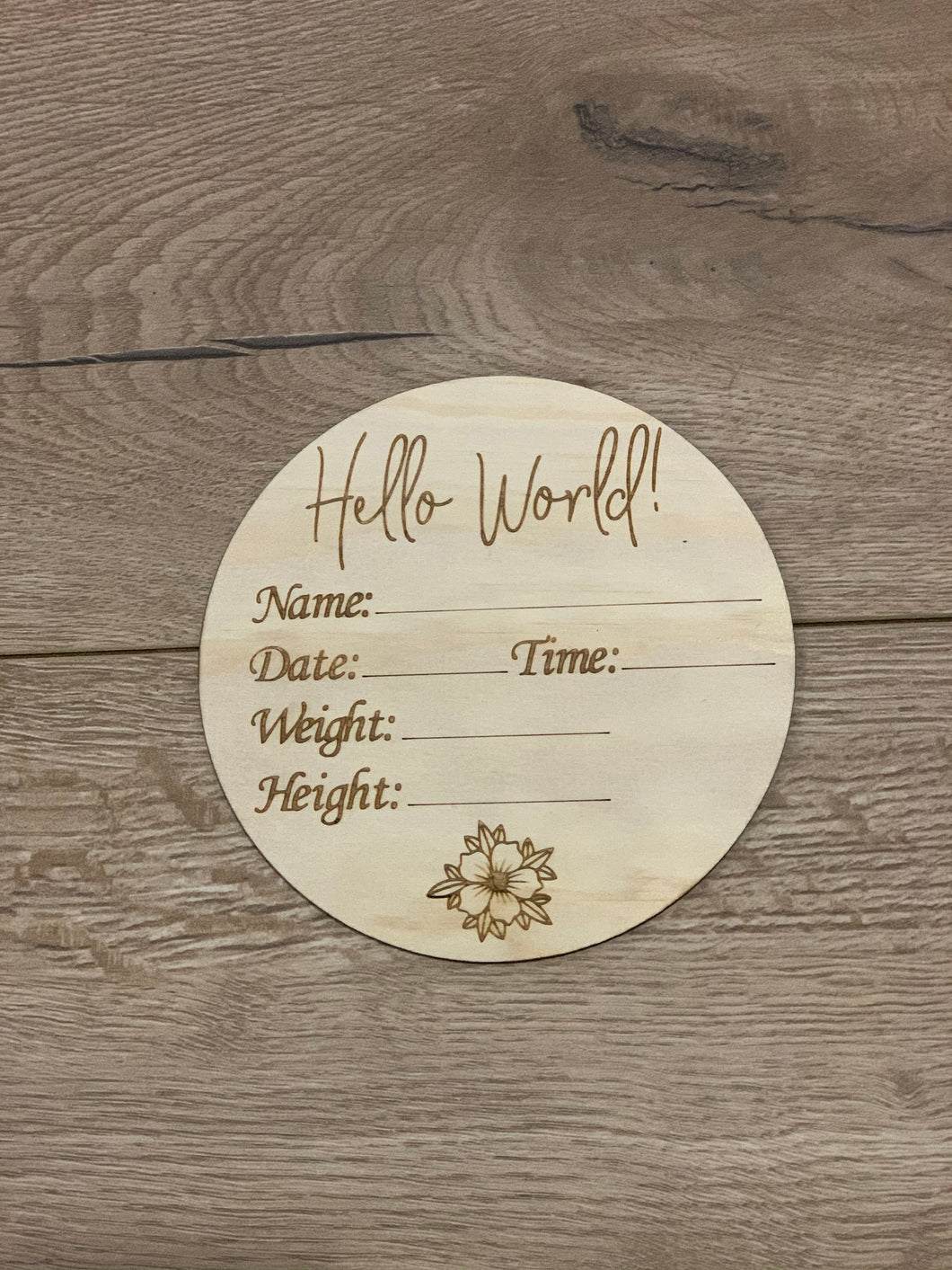 Large Hello world announcement wooden plaque