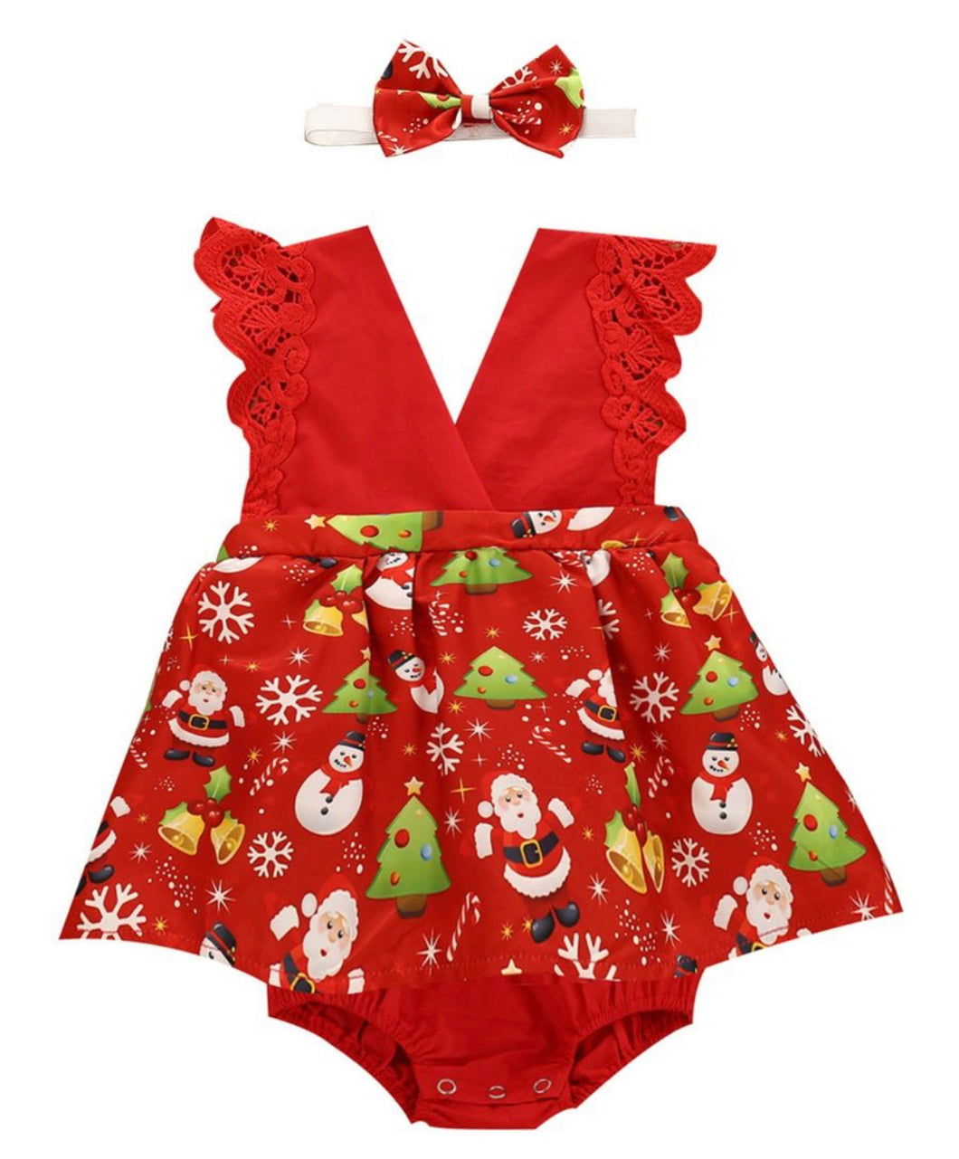 Baby girls Christmas romper - red