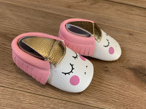 Girls soft sole unicorn shoes; pink