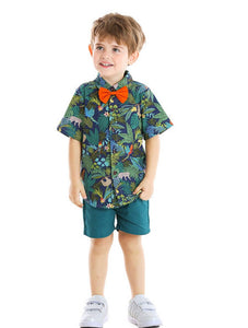 Boys 3 piece green outfit with bow tie